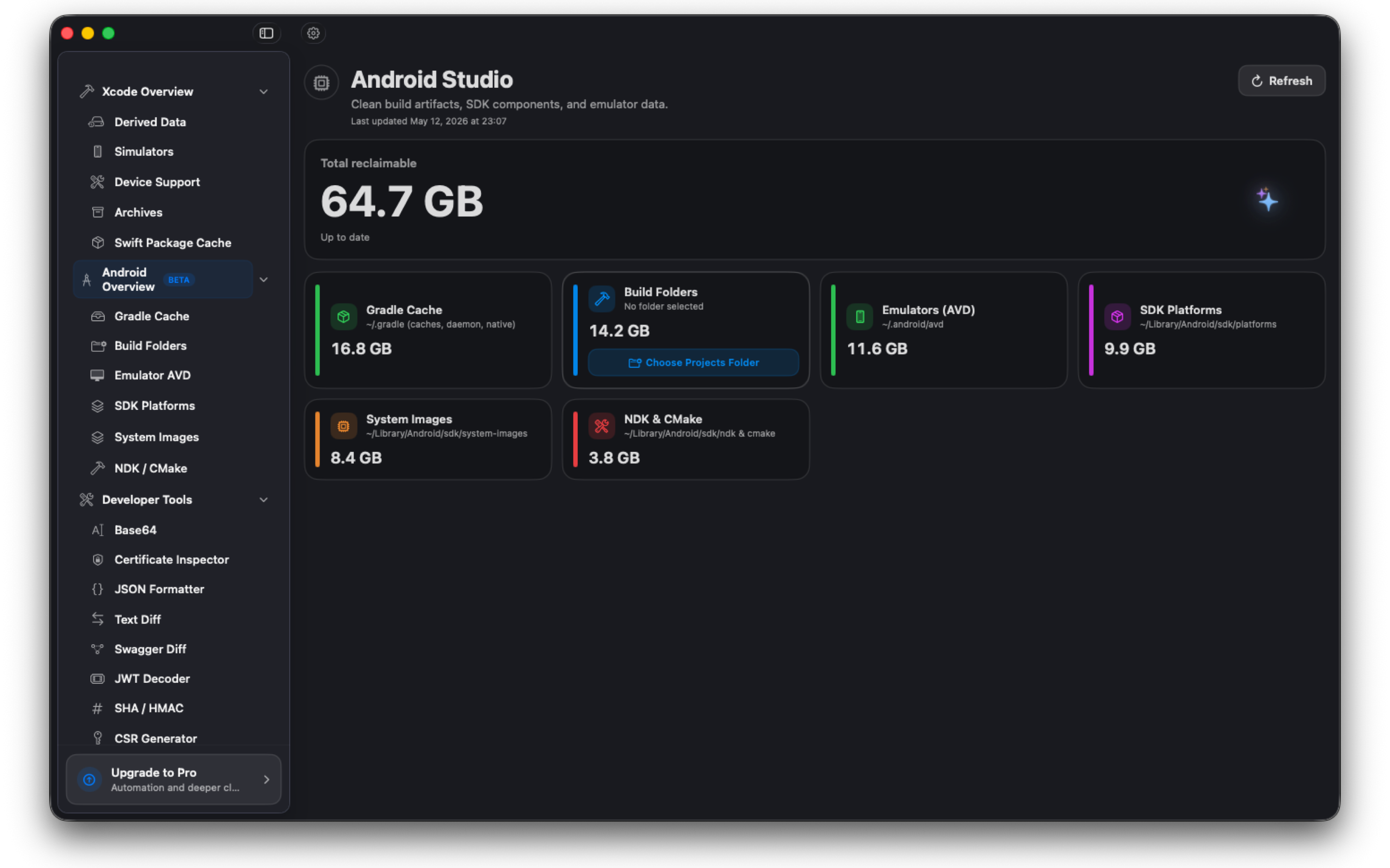 Android Studio storage cleanup