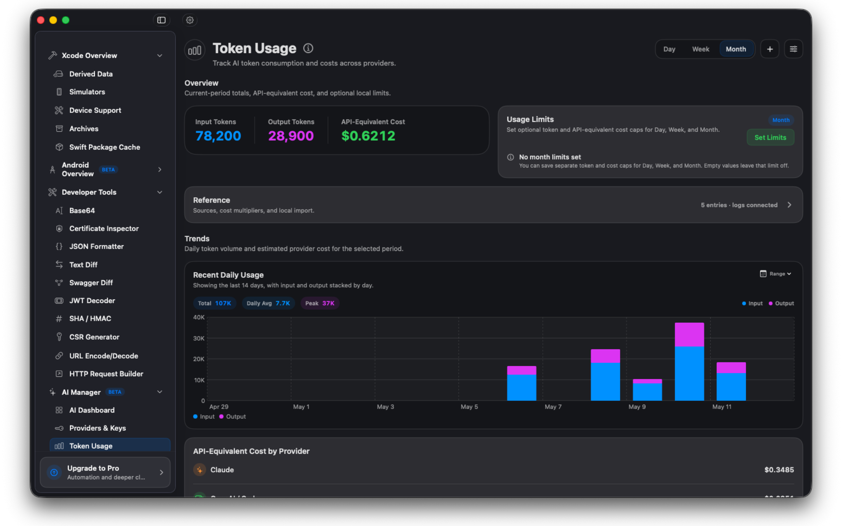 Token usage dashboard
