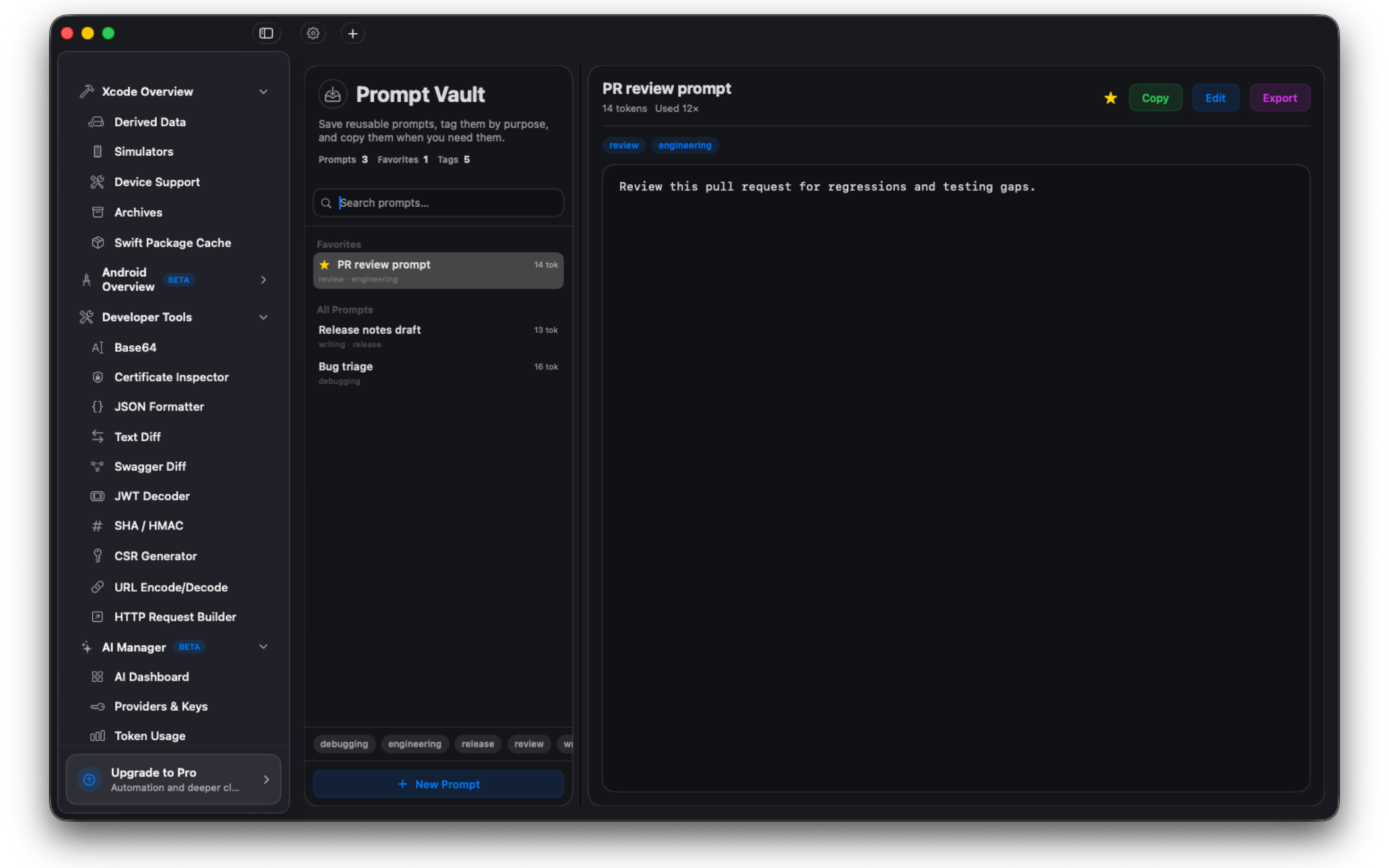 Prompt vault